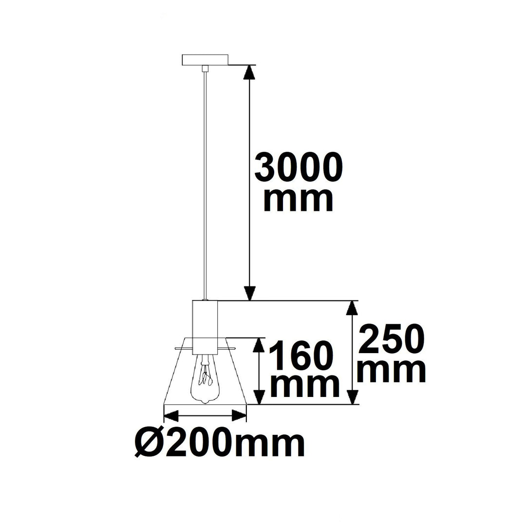 Pendelleuchte, concave Glas, E27, 20cm, 50-300cm