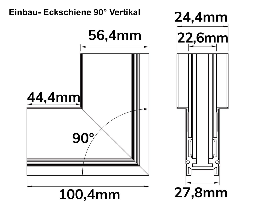 MagTrack48 ECKSCHIENE 90°, schwarz, nicht stromführend