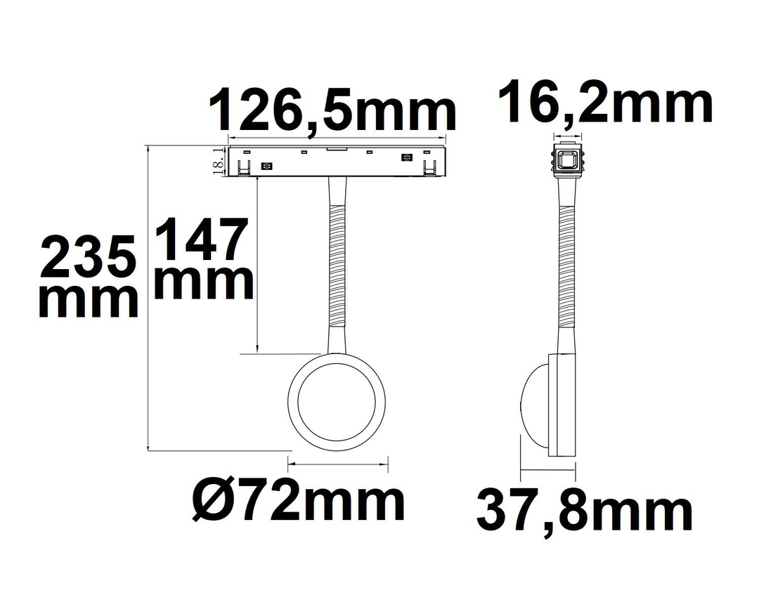 MagTrack48 HÄNGELEUCHTE SUNGLOW FLEXIBLE, schwarz