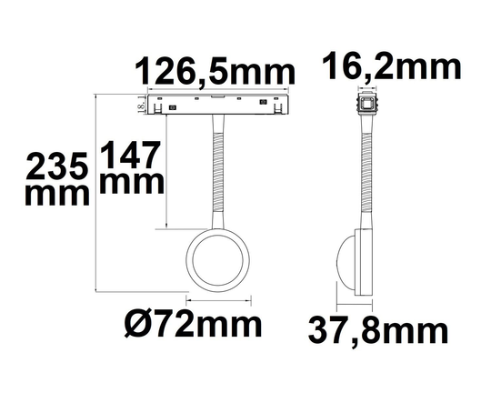 MagTrack48 HÄNGELEUCHTE SUNGLOW FLEXIBLE, schwarz
