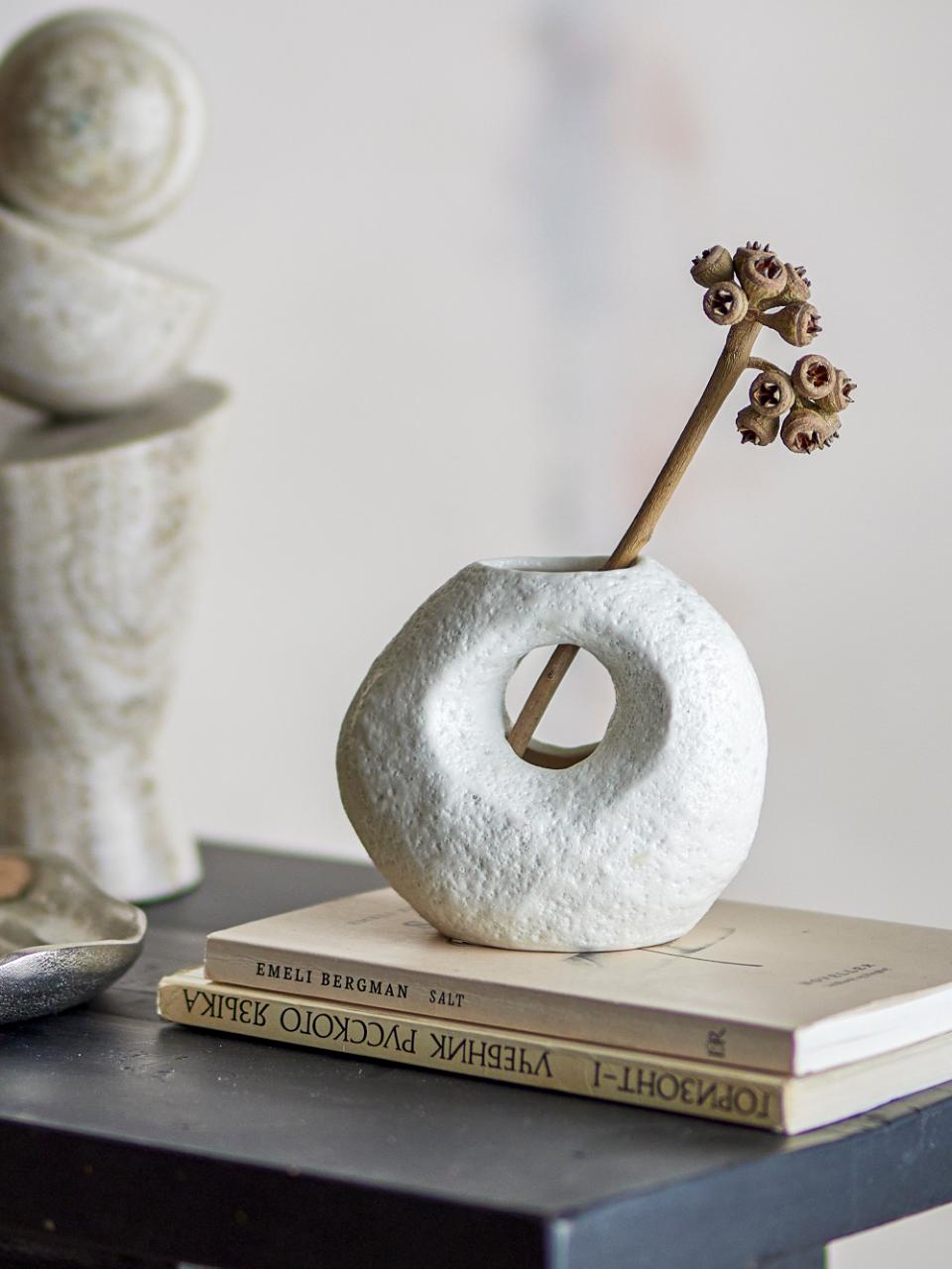 Caia Vase, Weiß, Steingut