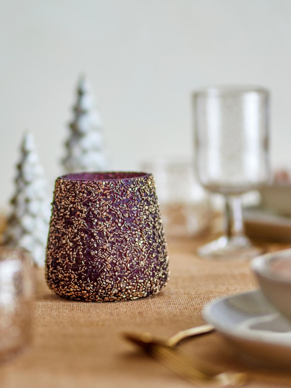 Filiz Teelichthalter, Gold, Recyceltes Glas