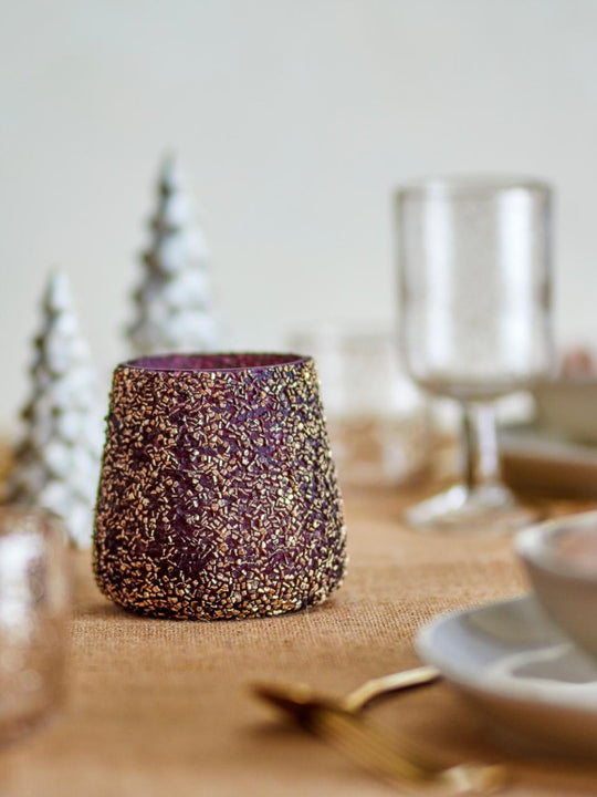 Filiz Teelichthalter, Gold, Recyceltes Glas