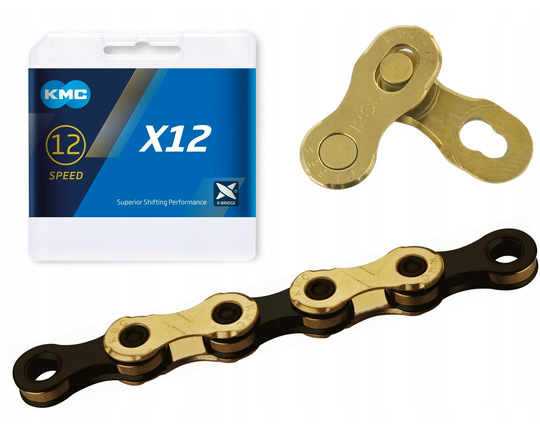 Schaltungskette KMC X12 Ti-N Gold/Black, 1/2" x 11/128", 126 Glieder, 12-fach