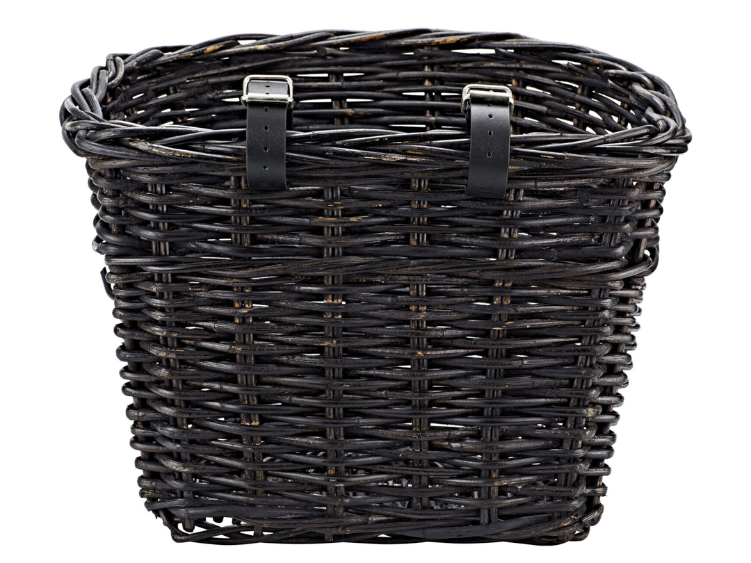 Vorderrrad-Korb Basil Darcy L Rattan, 41x35x34 cm, schwarz, Lenkerbefest.