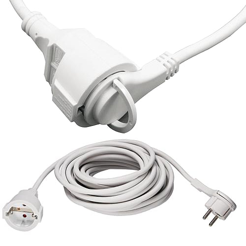 230V Verlängerung mit Flachstecker reinweiß
