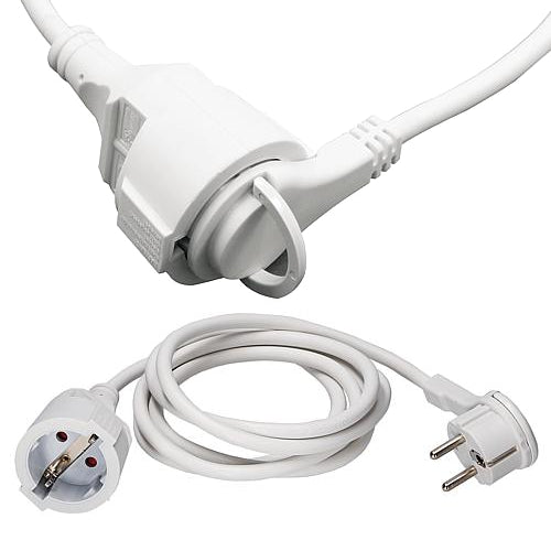230V Verlängerung mit Flachstecker reinweiß