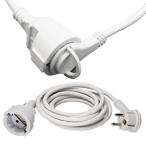230V Verlängerung mit Flachstecker reinweiß