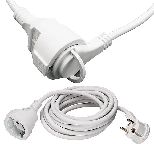 230V Verlängerung mit Flachstecker reinweiß