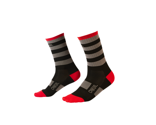 MTB PERFORMANCE SOCK STRIPE V.22 BLACK/GRAY/RED